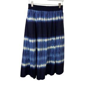 Zara Blue & White Shibori Tie Dye Midi Skirt Size Large